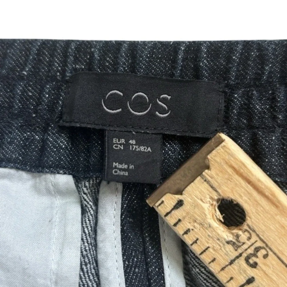 COS Linen Blend Denim Chambray Easy Pant Men M EU 48 Dark Blue Elasticized Waist